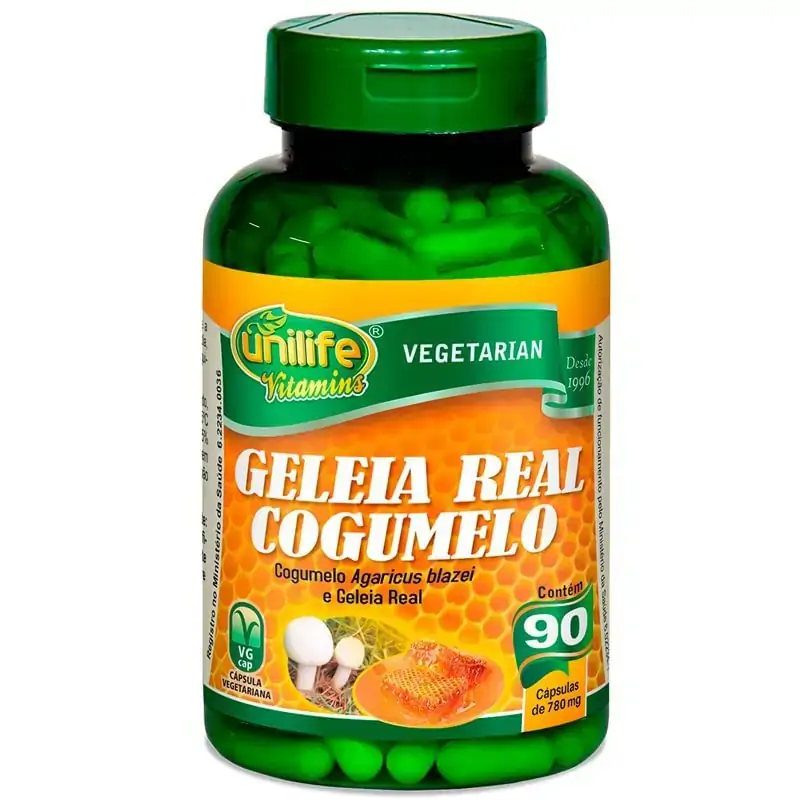 Geleia Real E Cogumelo 90 Cápsulas 780mg Unilife