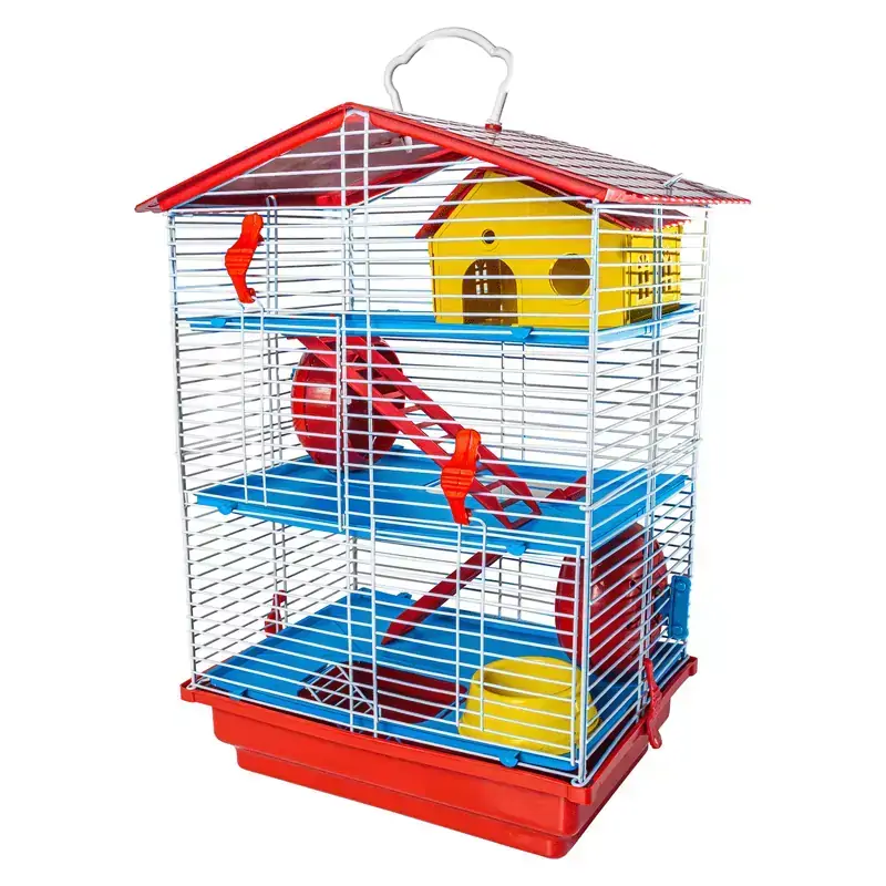 Gaiola de 3 andares para Hamster com Teto Plástico Completa Jel Plast