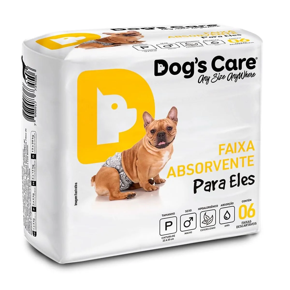 Fralda Higiênica Macho Dogs Care 6 unidades P
