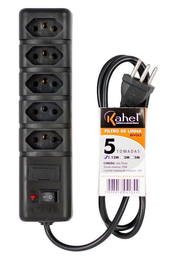 Filtro Linha 5 Tomadas Bivolt Kahel