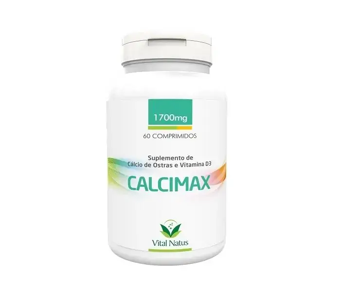 Cálcio De Ostras Vitamina D3 Calcimax 60 Cápsulas 1700mg