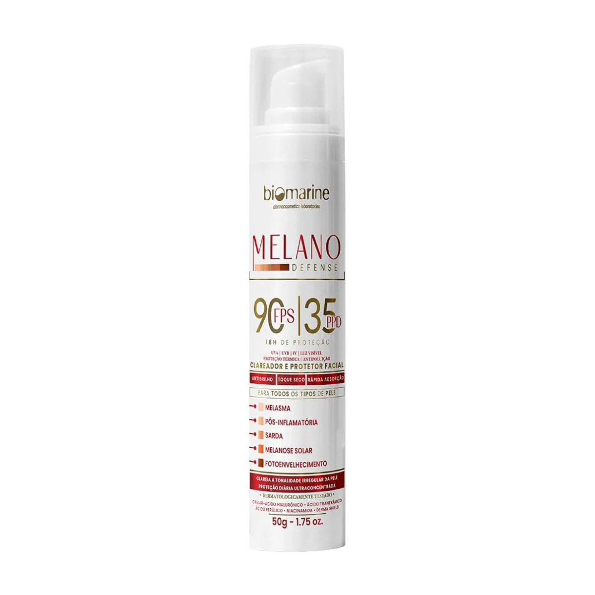 Protetor E Clareador De Manchas Melano Defense Fps90 Biomarine 50g