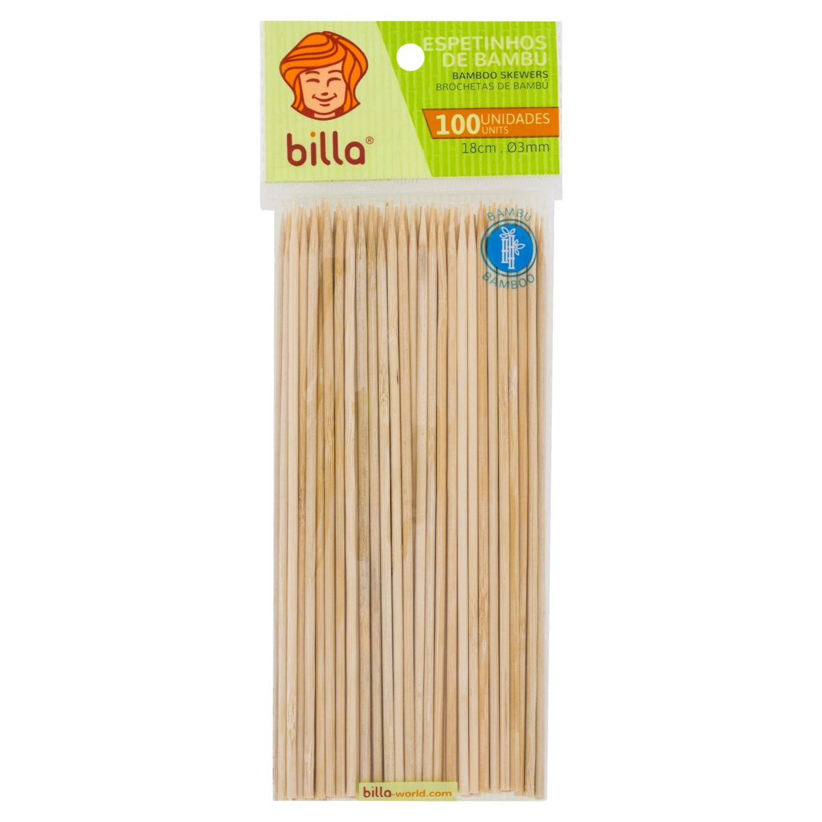 Espetinho Billa 18cm Pacote 100 Unidades