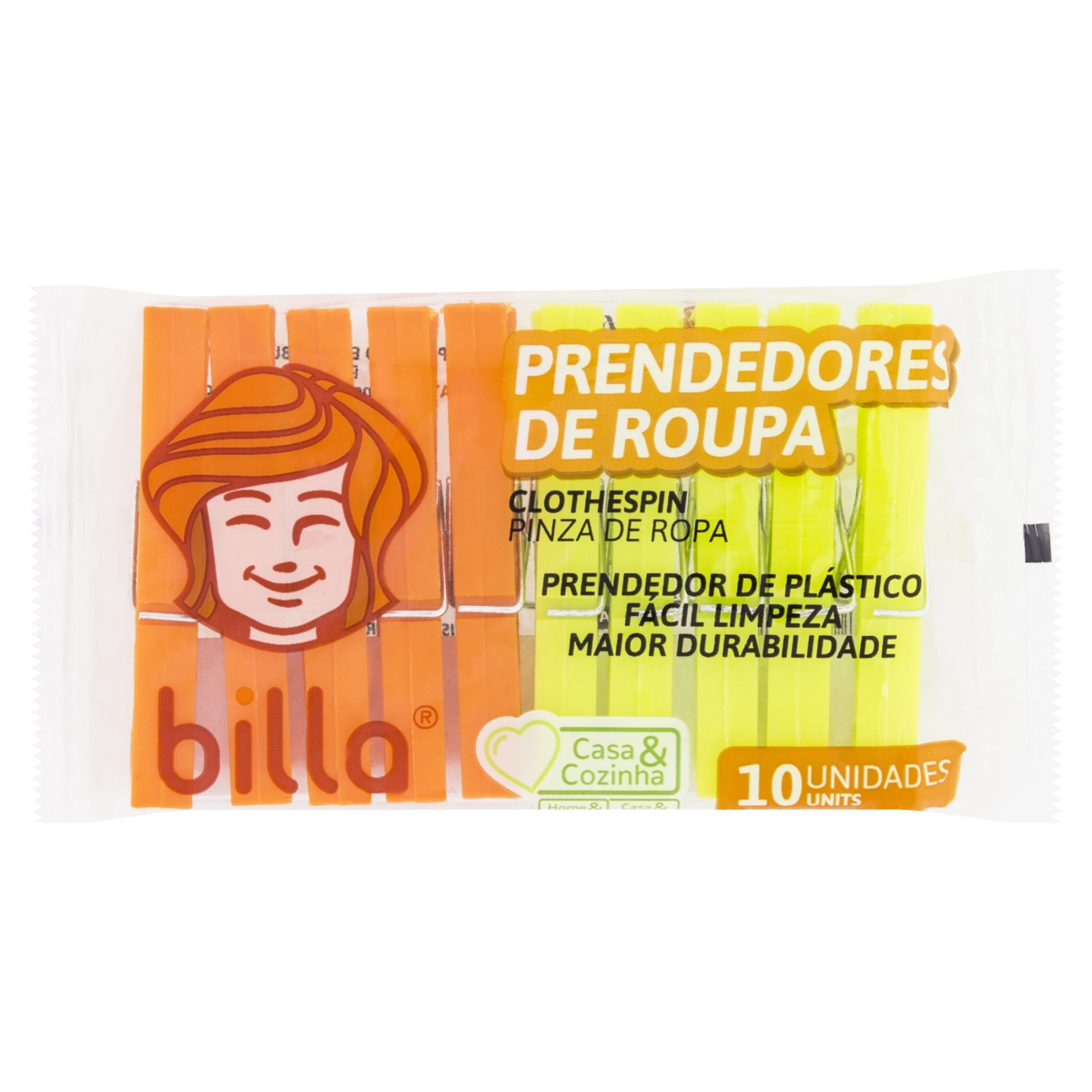 Prendedor De Roupa Plástico Billa 10 Unidades