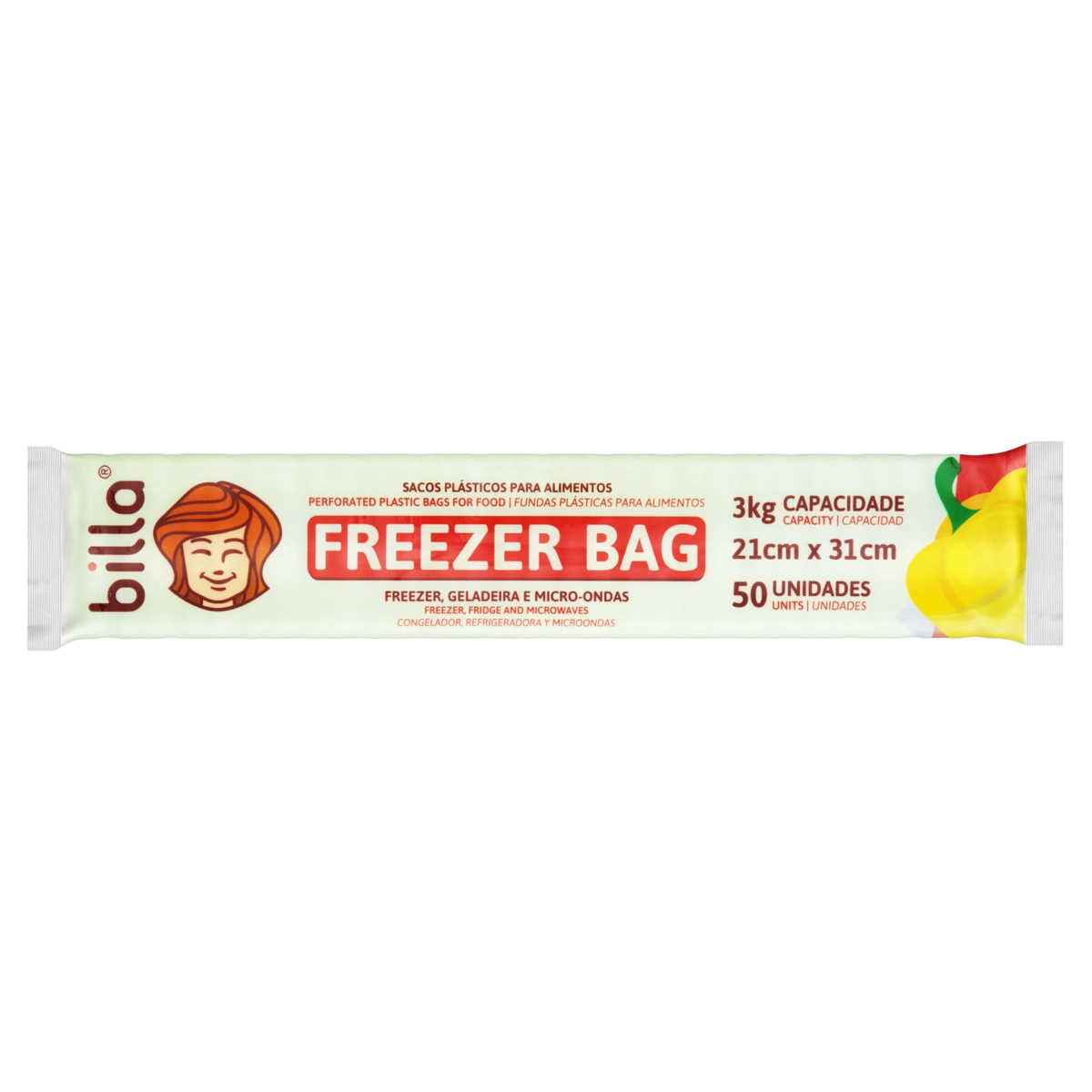 Saco Freezer Bag 3kg Billa 21cm X 31cm 50 Unidades