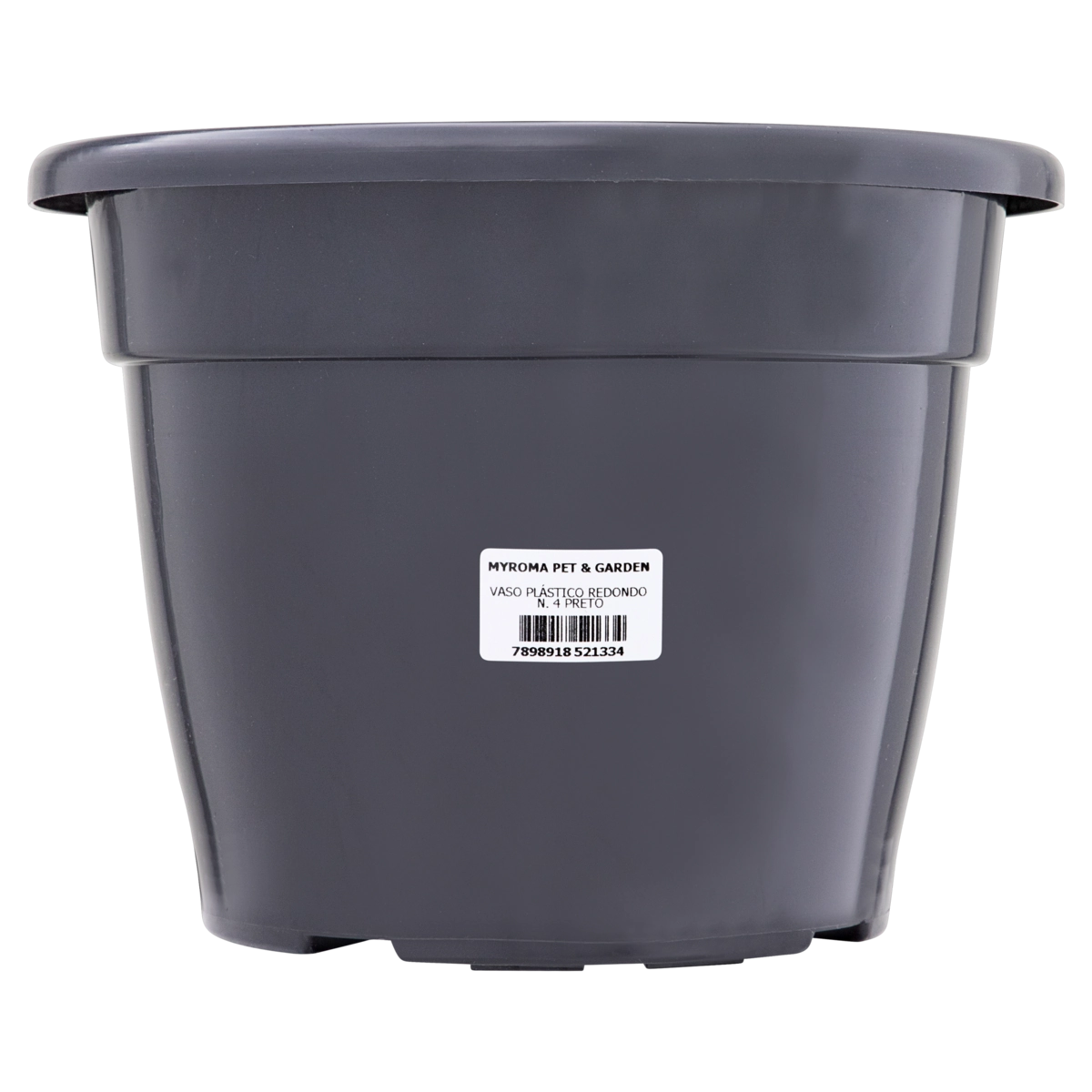 Vaso Preto Redondo Plástico Myroma N 4