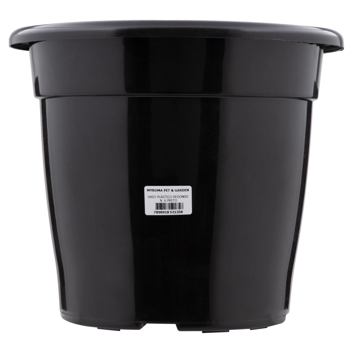 Vaso Preto Redondo N 6 Plástico Myroma