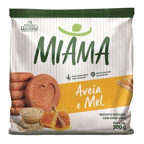Bisc Integral Miama Aveia E Mel 300g