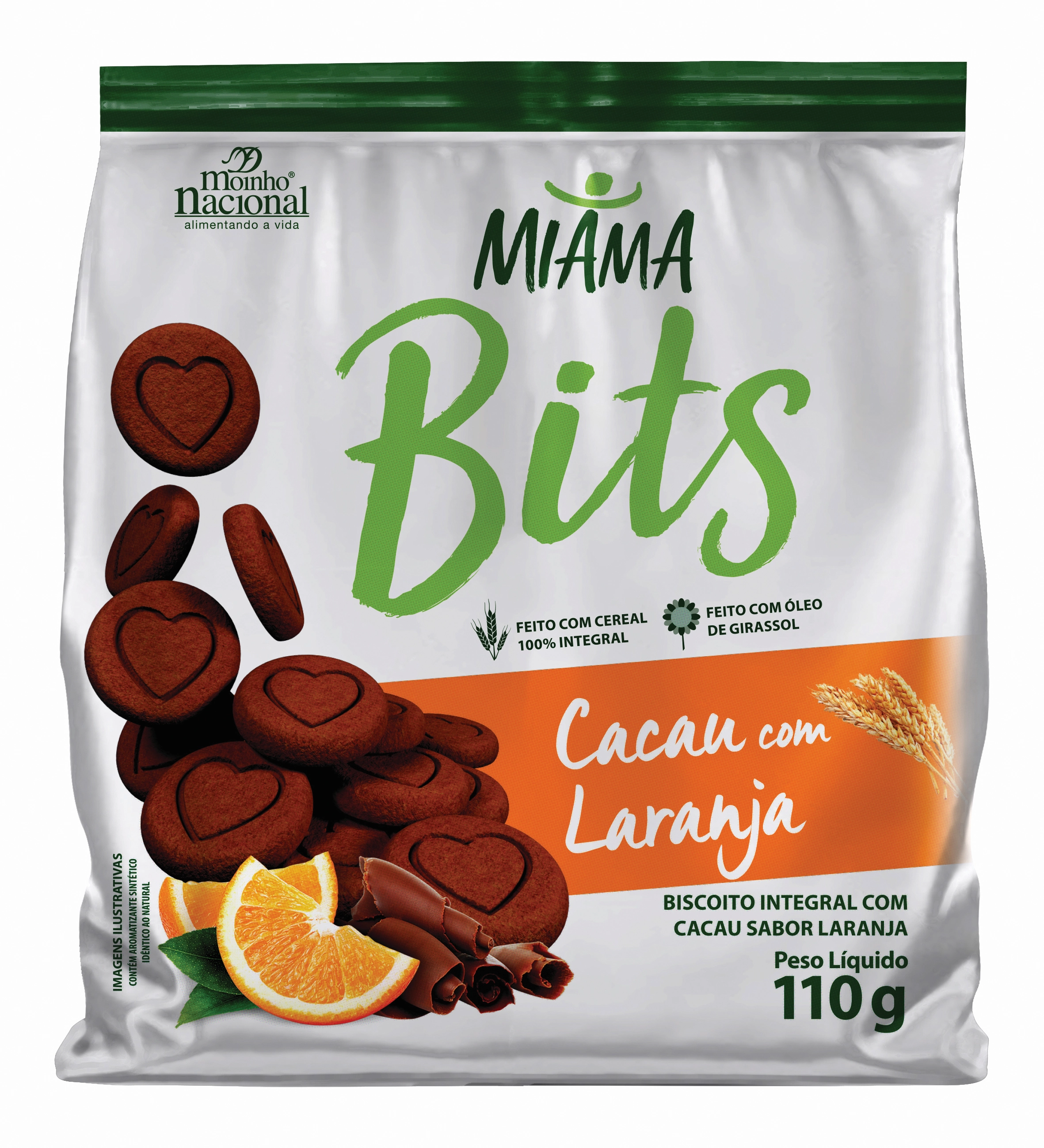 Bisc Integral Miama Bits Cacau C/laranja 110g