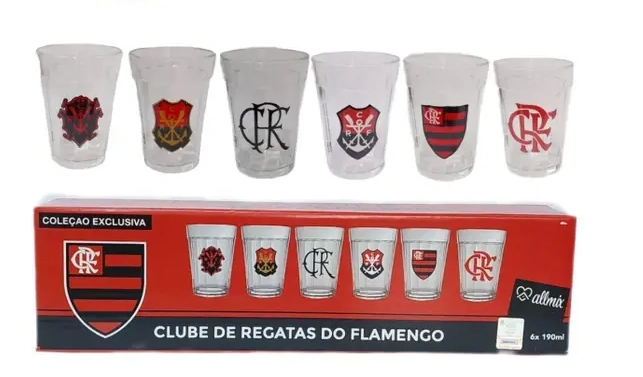 Conjunto De Copo Americano Em Vidro Flamengo