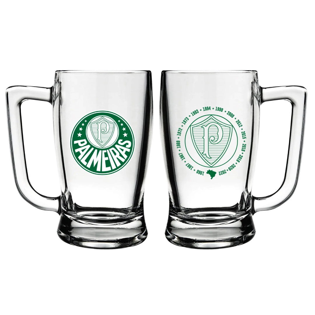 Caneca Vidro Cerveja Allmix Palmeiras 340ml