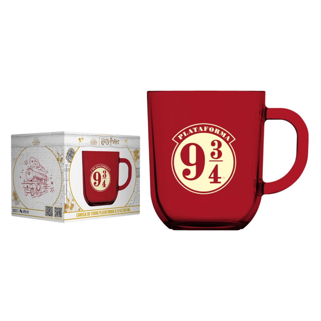 Caneca De Vidro Prime Harry Potter Elementos 300 Ml Luva Com 1 Plata