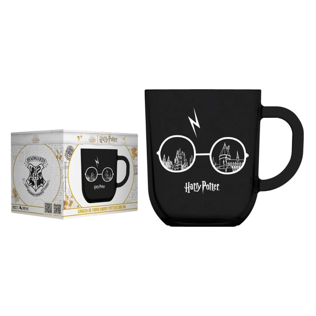 Caneca De Vidro Prime Harry Potter Elementos 300 Ml Luva Com 1 Harry