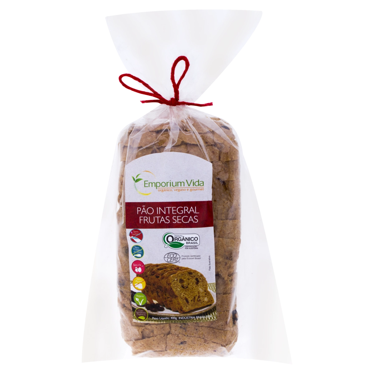 Pão Integral Orgânico Frutas Secas Zero Lactose Zero Açúcar Emporium Vida Pacote 400g
