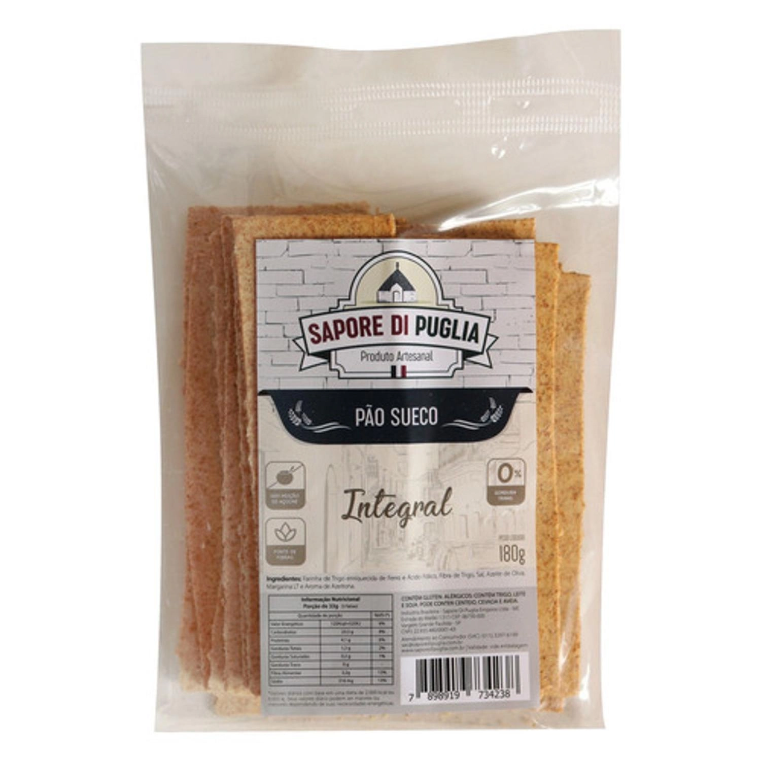 Pão Sueco Integral Sapore Di Puglia Pacote 180g