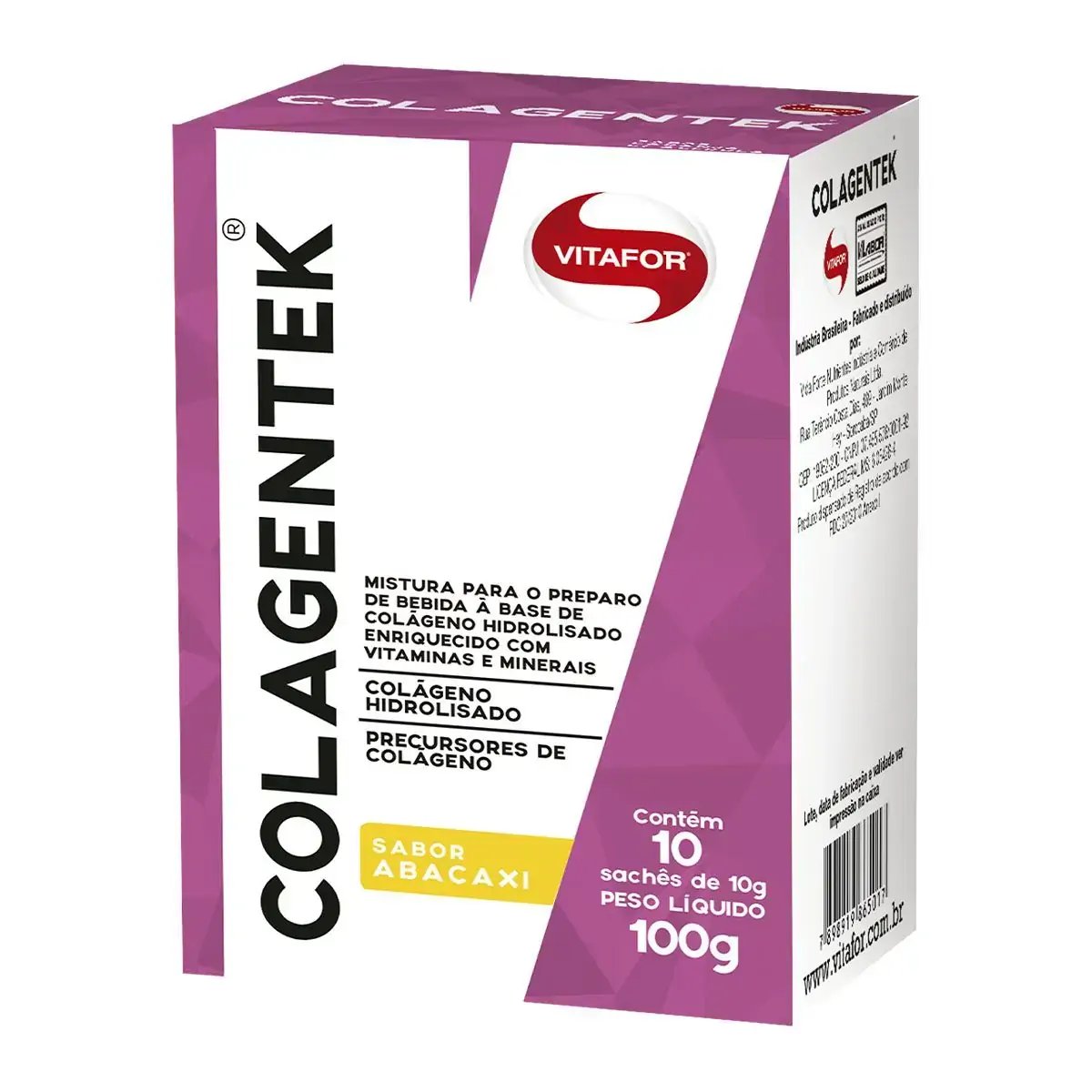 Colagentek Colágeno com Multivitaminas e Minerais Abacaxi 10g Vitafor 10 Sachês