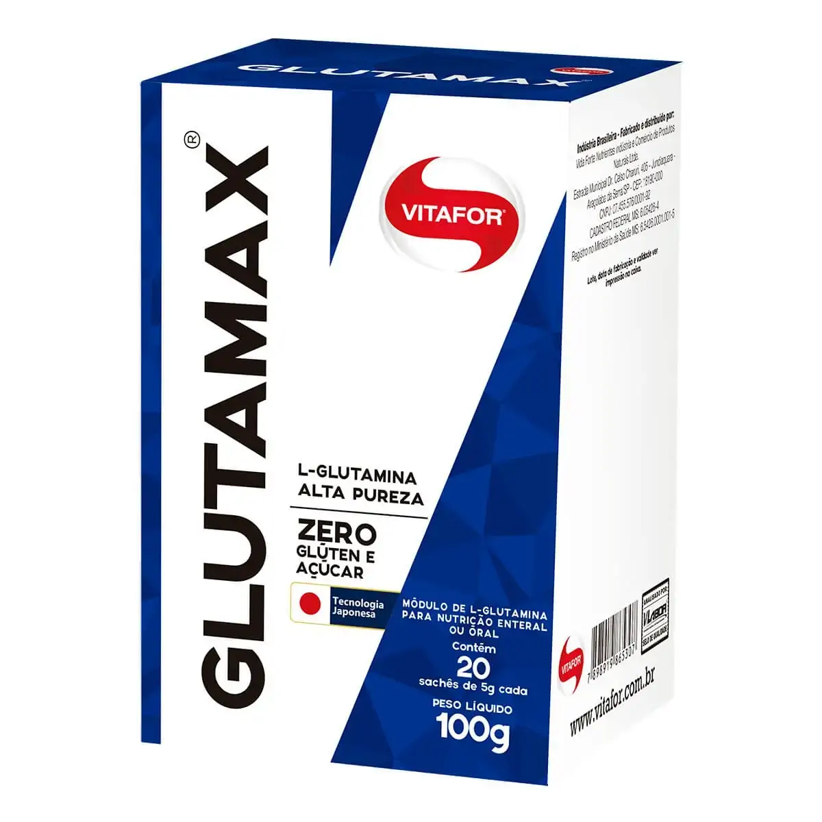 Glutamax Aminoácidos L-Glutamina 5g Vitafor 20 Sachês
