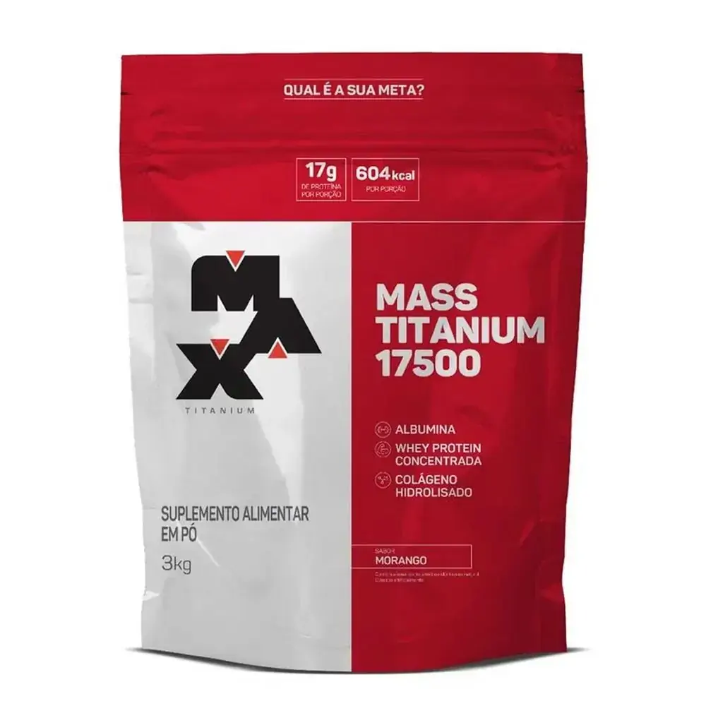 Mass Titanium 17500 - Sabor Morango - Max Titanium - Refil (3.000g) - Mass Titanium 17500 - sabor MO
