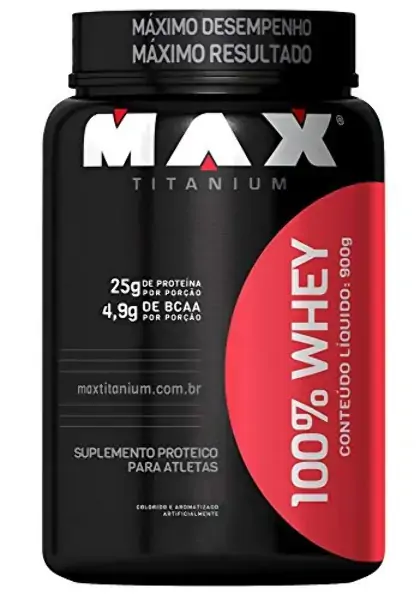 100 Acu Whey Morango 900g Max Titaniun