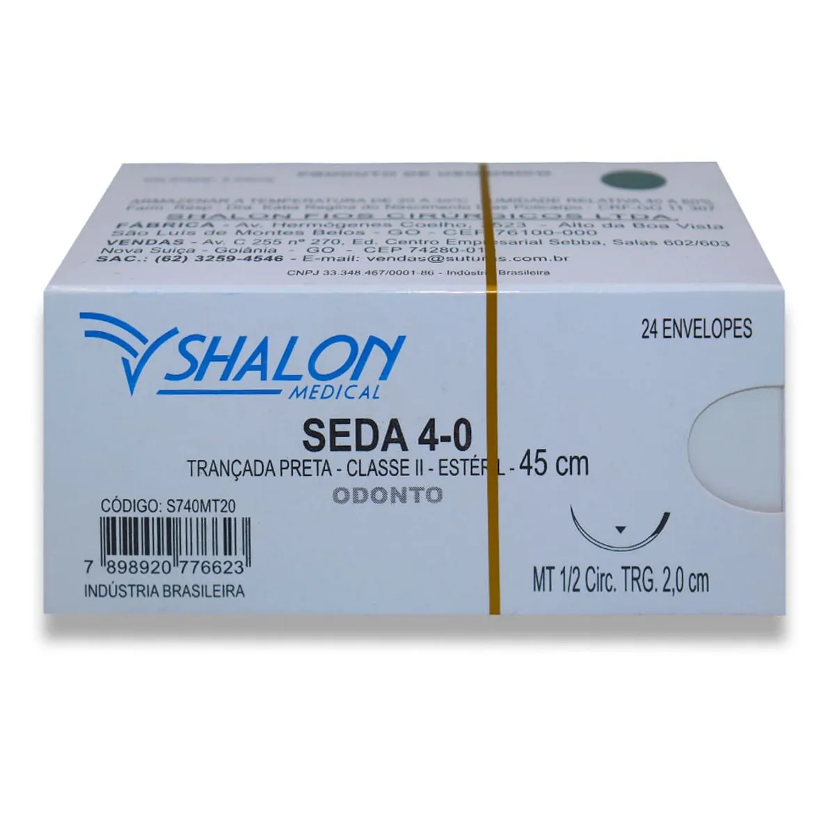 Fio de Sutura Seda com Agulha 24Un - Shalon - Fio de Sutura Seda 4-0 com Agulha 2cm com 24 - Shalon