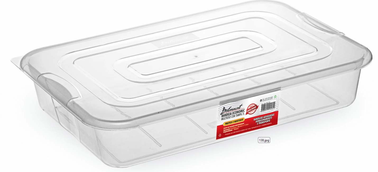 Bandeja Plast.belmount 7lt Transp.c/tp
