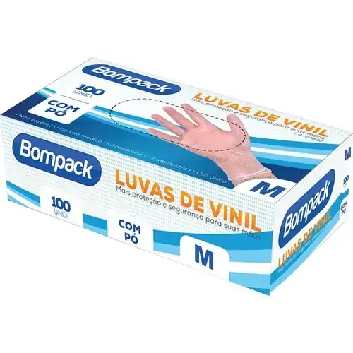 Cons Luva Vinil Bompack M C/100un