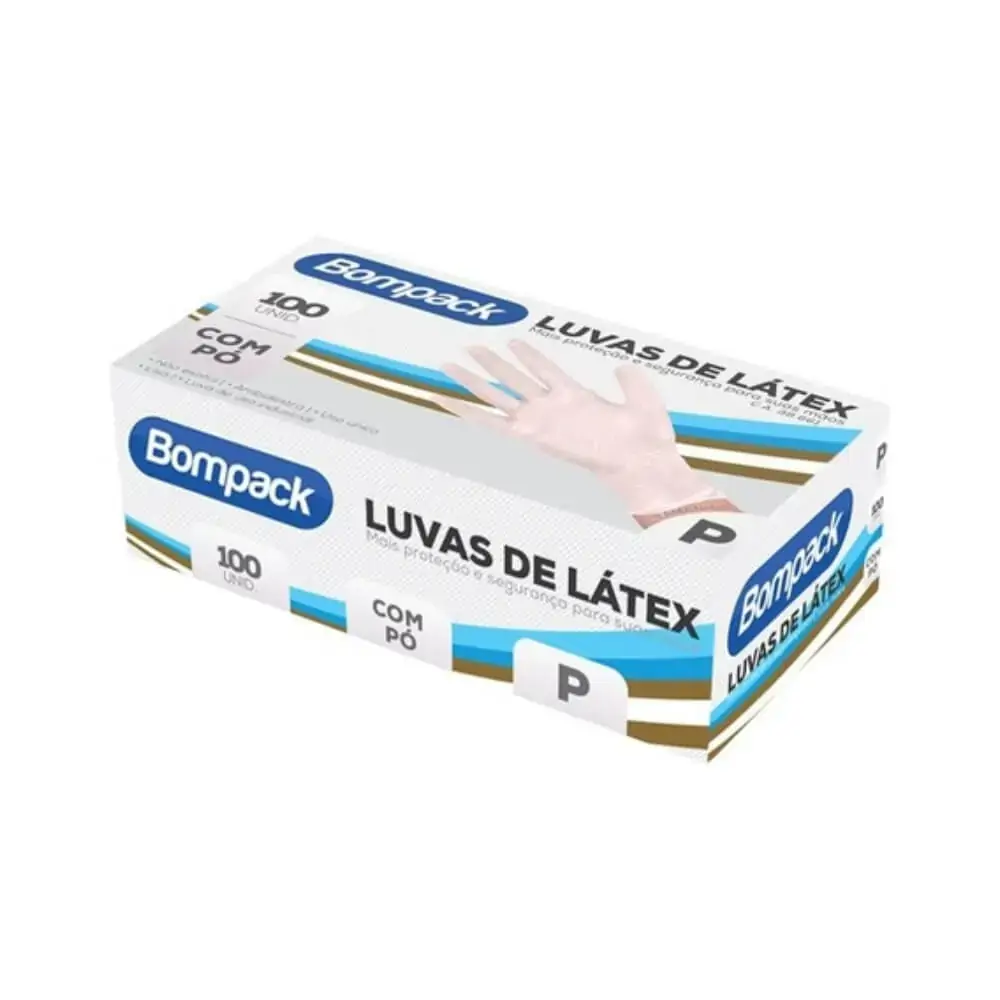 Luva Latex Bompack C.po 100un.p