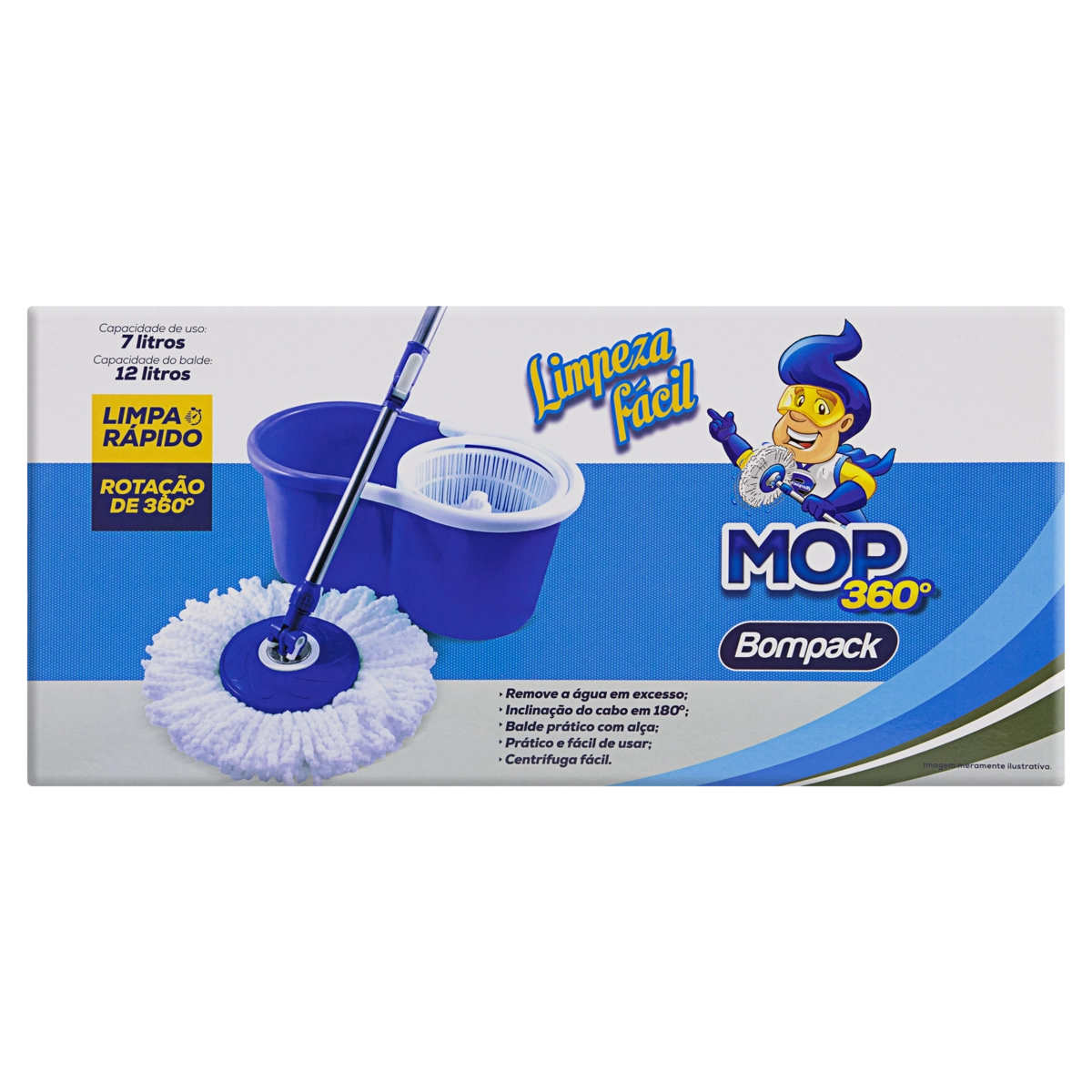 Mop Limpeza Fácil Microfibra 360 Bompack