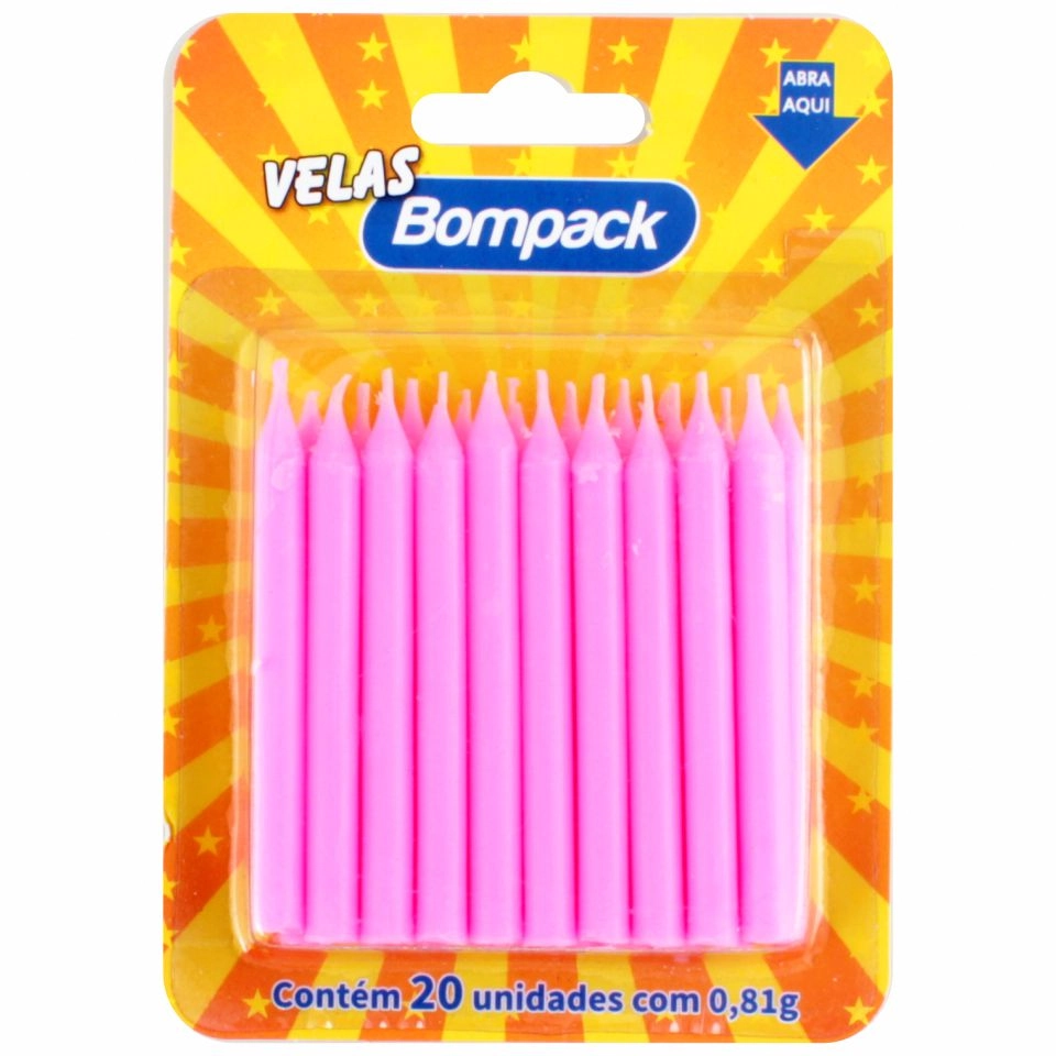 Vela Aniversario Rosa Palito Bompack
