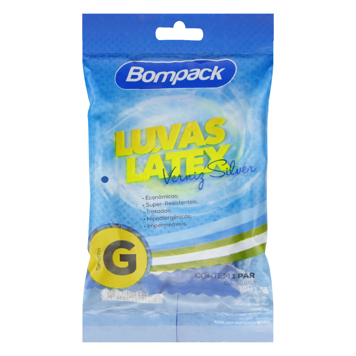 Luvas Multiuso Azul Látex Bompack Verniz Silver G