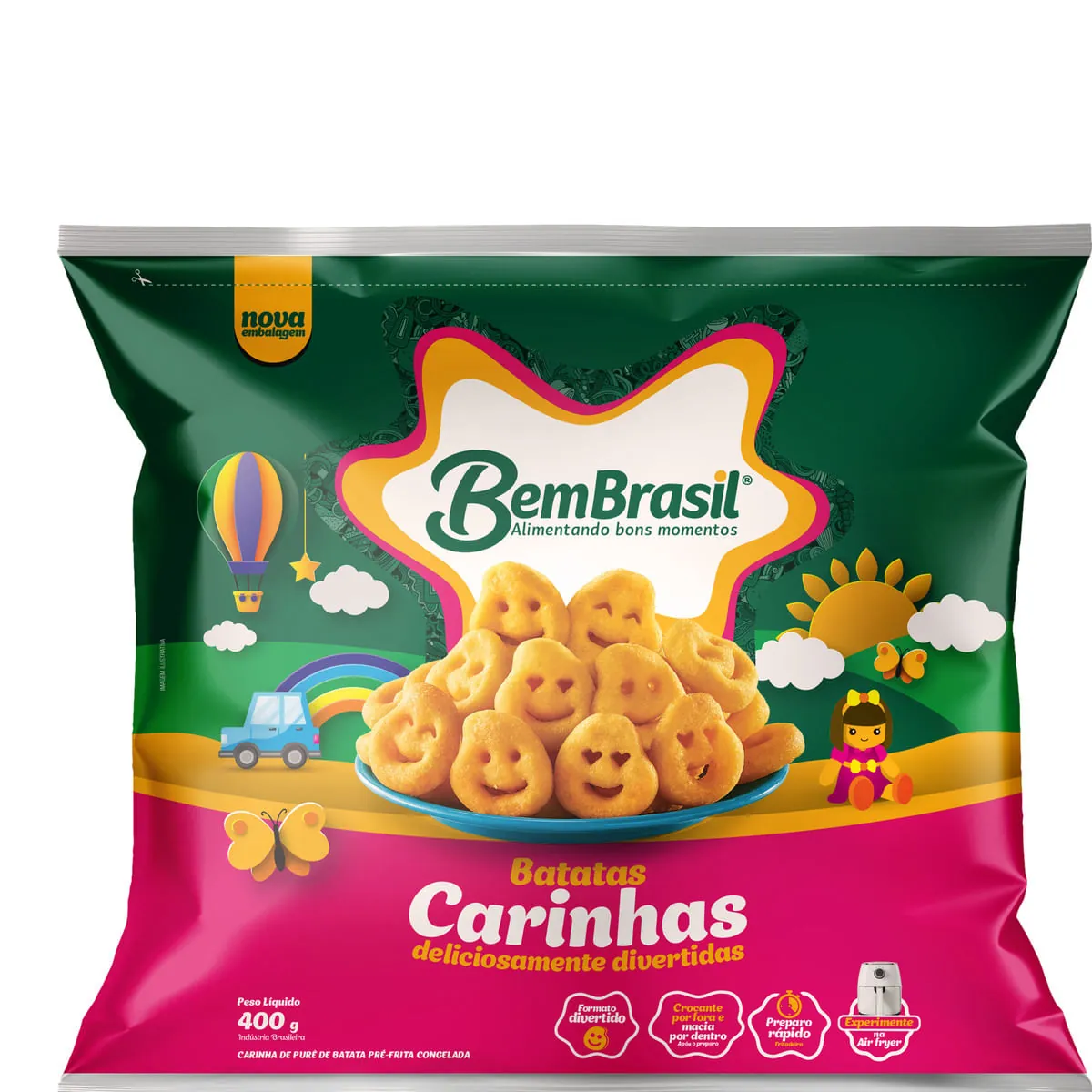 Batata Pré-Frita Carinhas Congelada Bem Brasil Pacote 400g