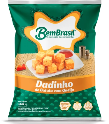 Dadinho De Batata Congelado Com Queijo Pré Frito Bem Brasil Pacote 1,05kg