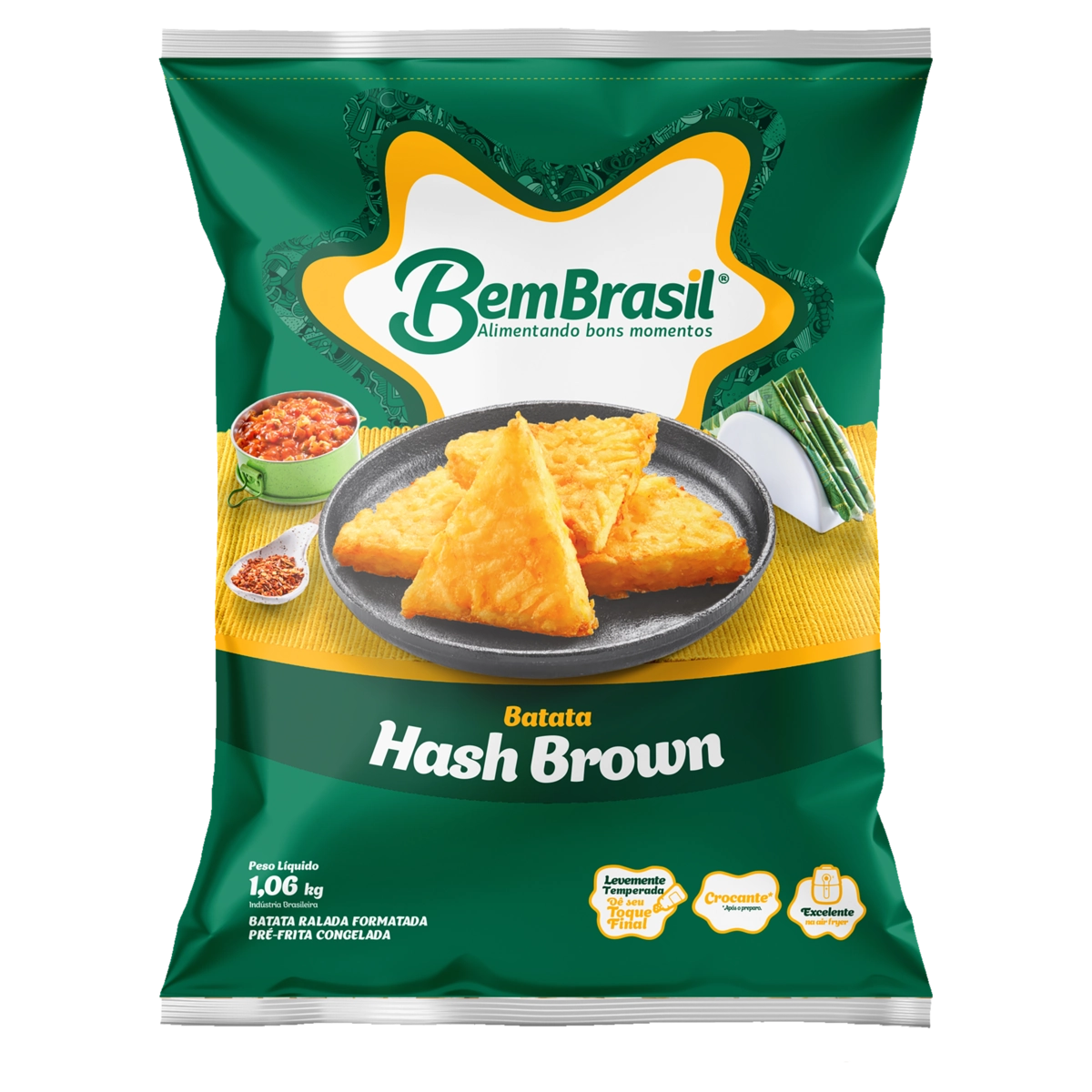 Batata Pré Frita Hash Brown Congelada Bem Brasil Pacote 1,06kg