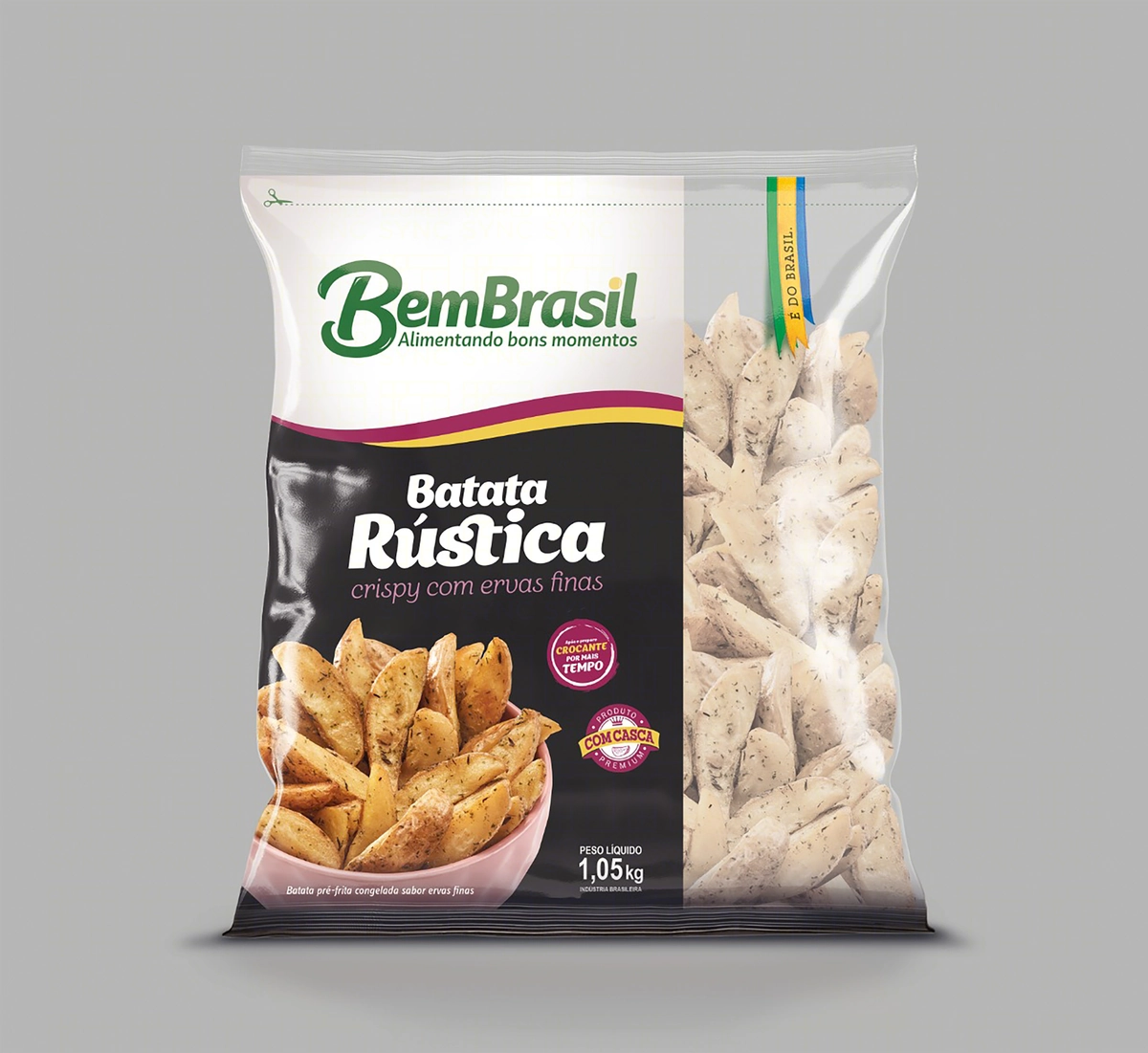 Batata Pré Frita Rústica Congelada Ervas Finas Bem Brasil Pacote 1,05kg