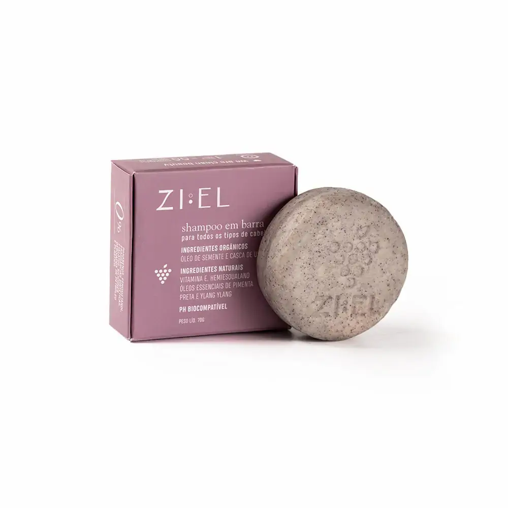 Shampoo em Barra Natural de Uva para Todos Tipos de Cabelos 70g - Ziel Cosmetics