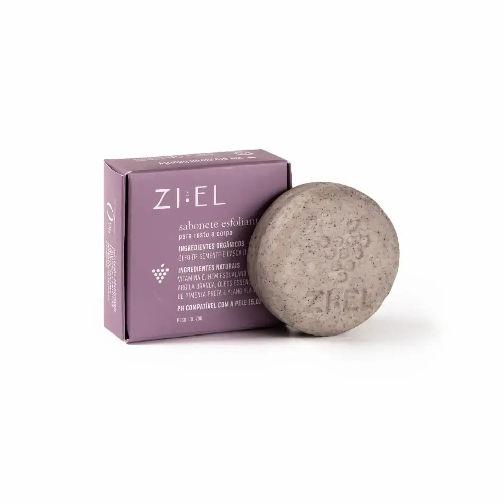 Sabonete Natural em Barra Esfoliante de Uva 70g - Ziel Cosmetics