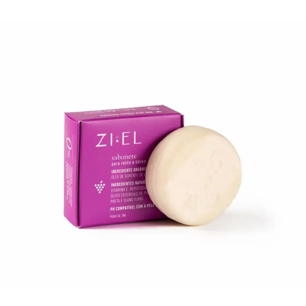 Sabonete Natural em Barra Facial e Corporal de Uva 70g - Ziel Cosmetics