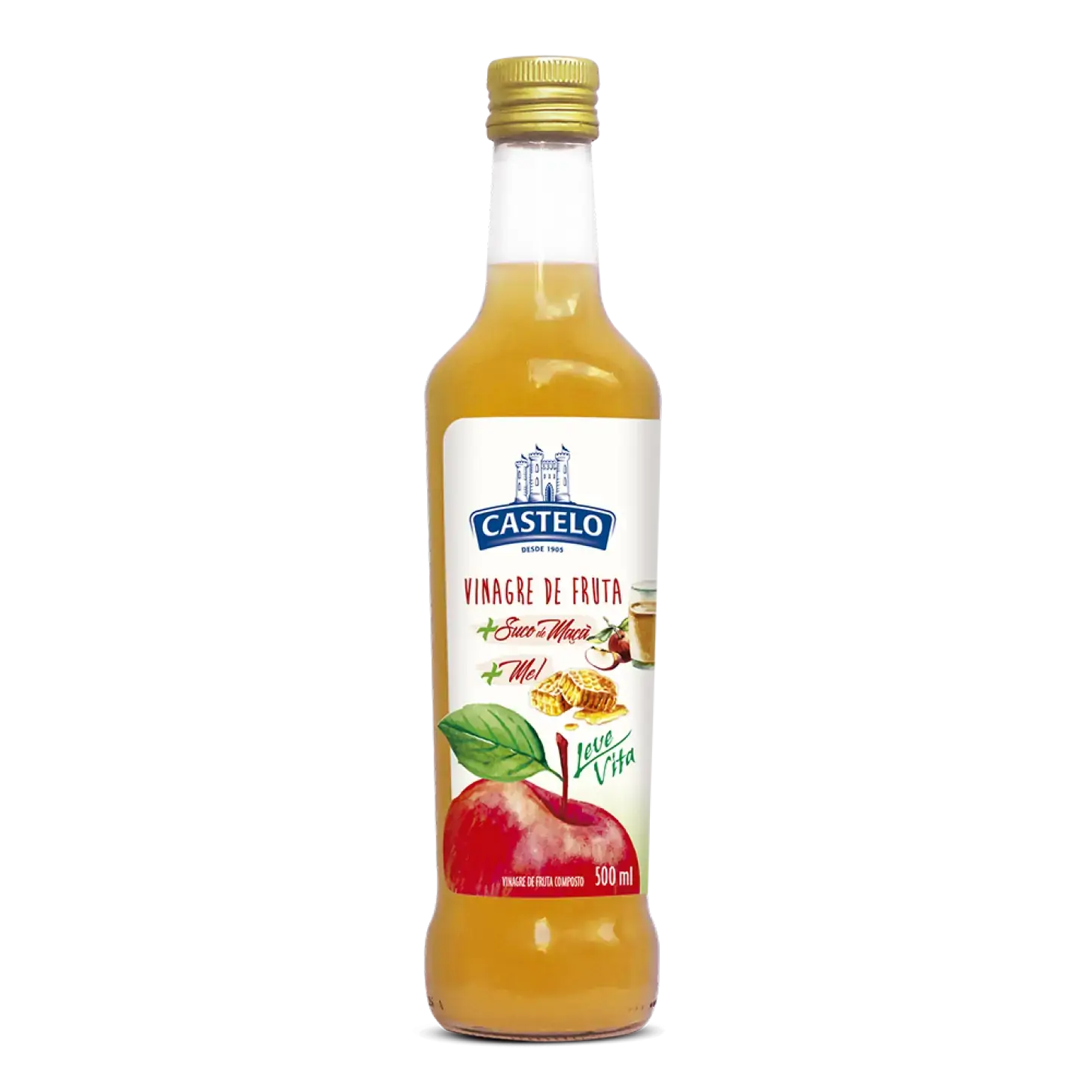 Vinagre Fruta Castelo 500ml Leve Vita Maca/mel S/ Cons.