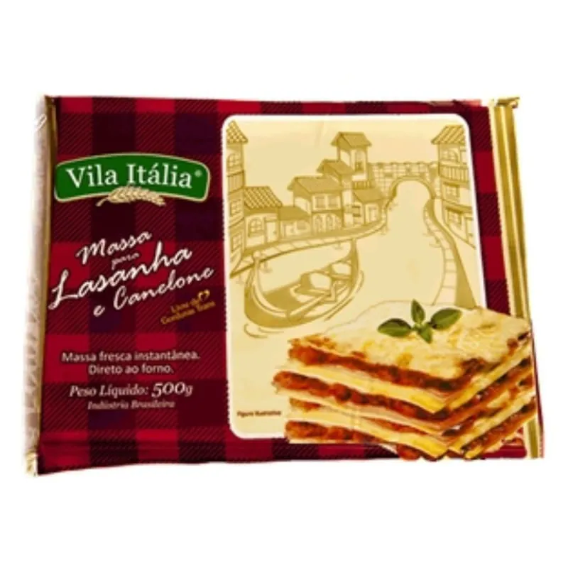 Massa Fresca para Lasanha e Canelone Vila Itália Pacote 500g