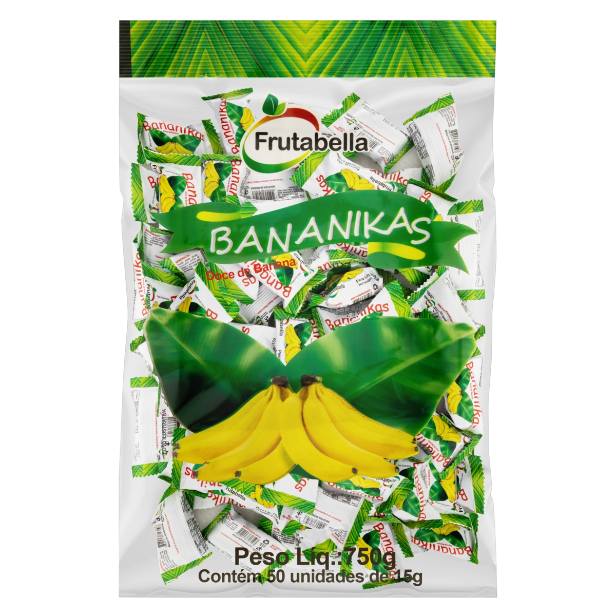 Pack Bananikas Frutabella Pacote 750g 50 Unidades