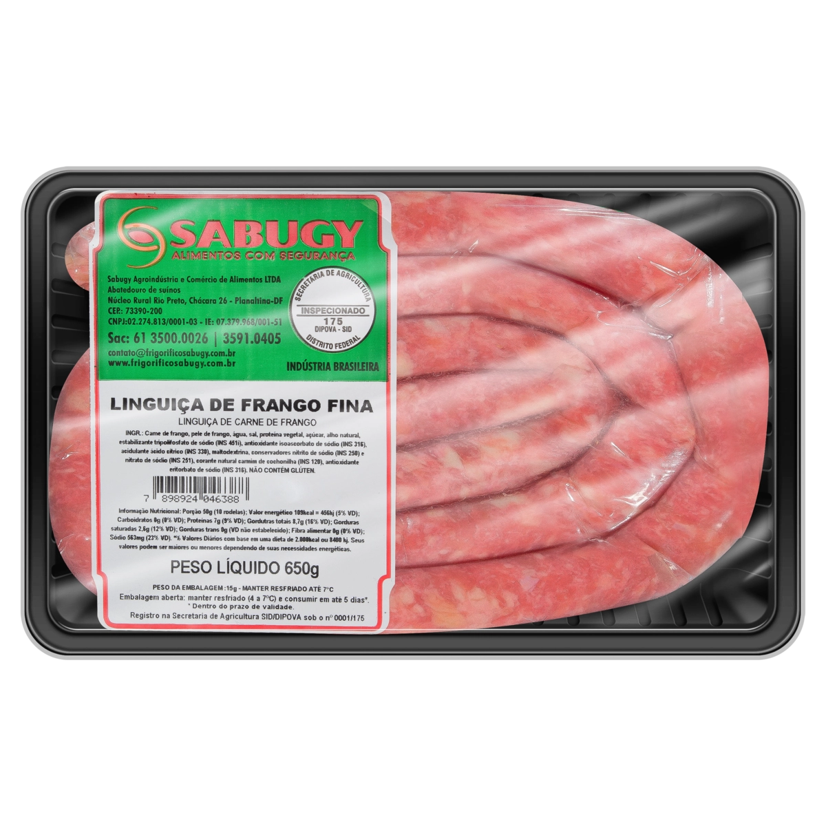 Linguiça De Frango Fina Sabugy 650g