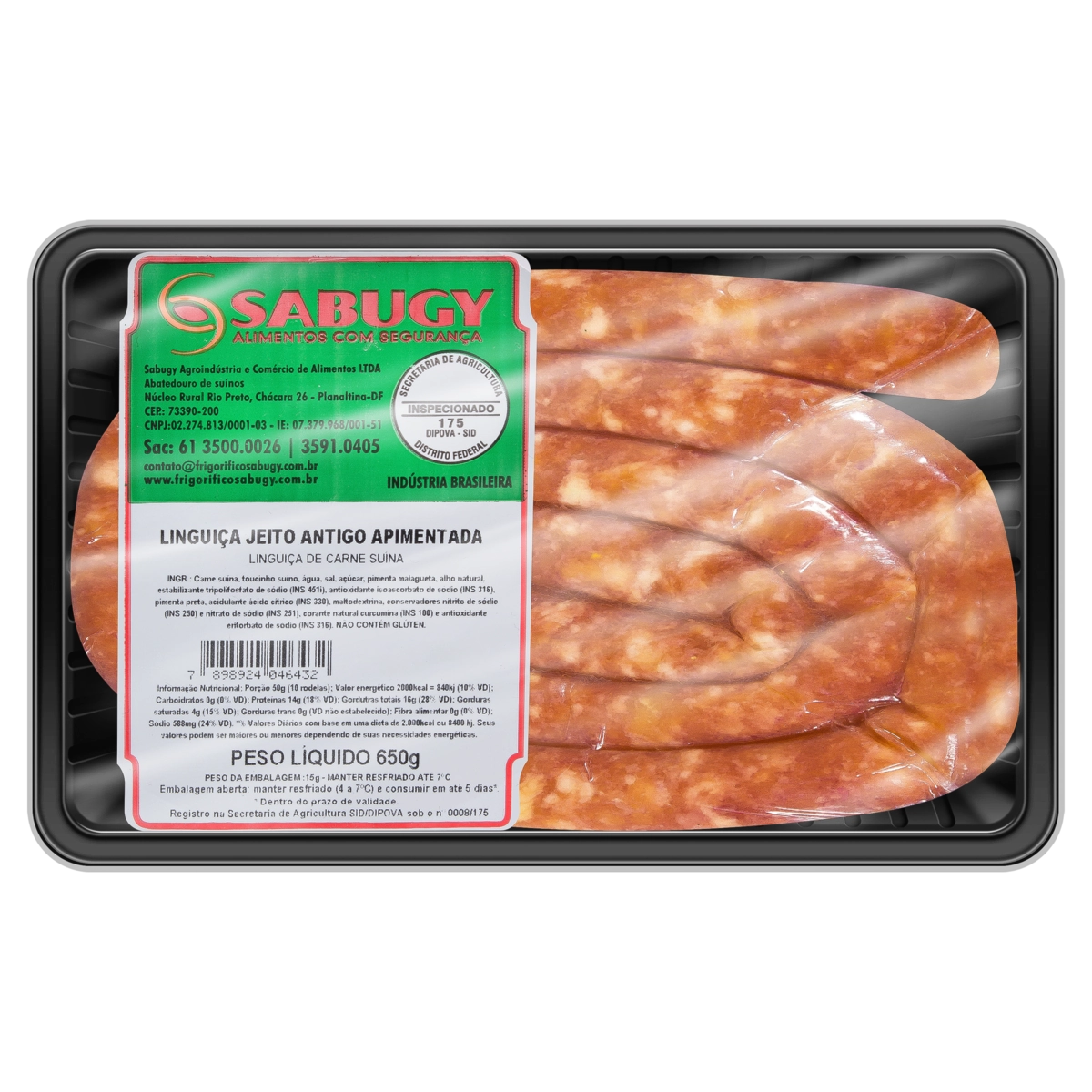 Linguiça Suína Apimentada Jeito Antigo Sabugy 650g