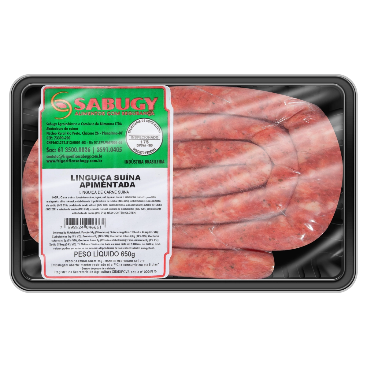 Linguiça Suína Apimentada Sabugy 650g