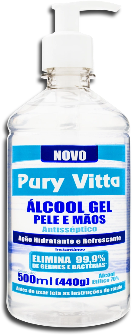 álcool Em Gel Pele E Mãos Antisséptico Pury Vitta Frasco 500ml