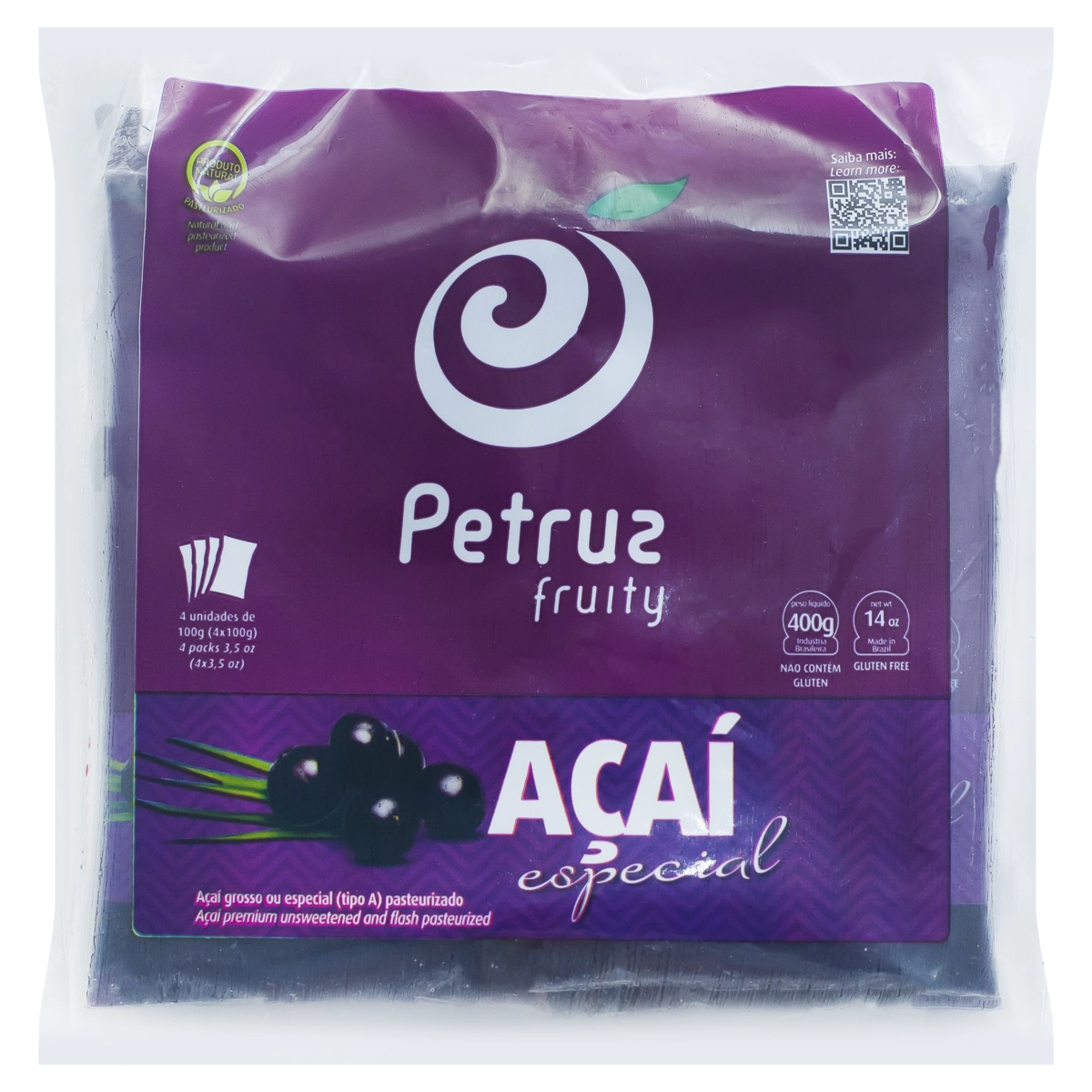 Polpa De Fruta Açaí Especial Petruz Pacote 400g 4 Unidades