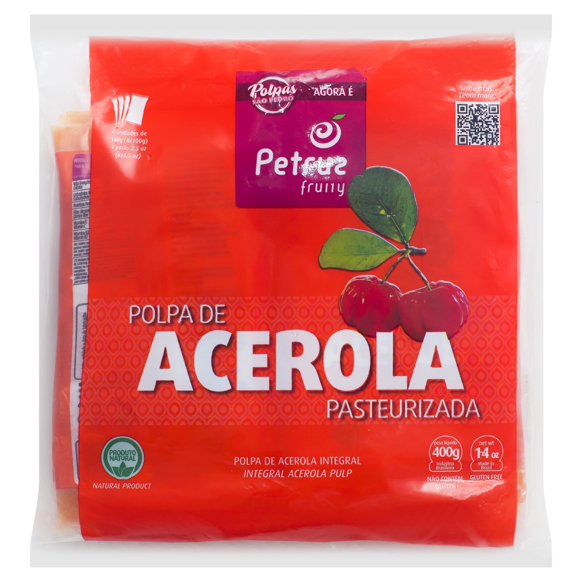 Polpa De Fruta Acerola Petruz Pacote 400g 4 Unidades