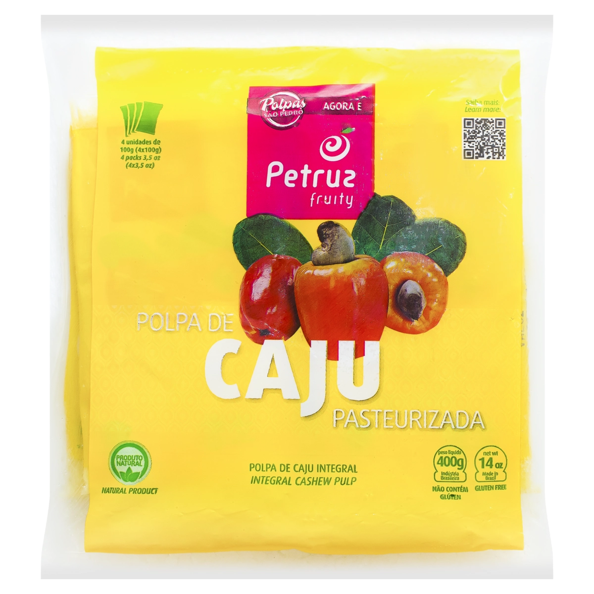 Polpa De Fruta Caju Petruz Pacote 400g 4 Unidades