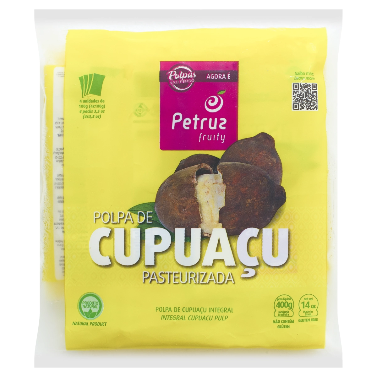 Polpa De Fruta Cupuaçu Petruz Pacote 400g 4 Unidades