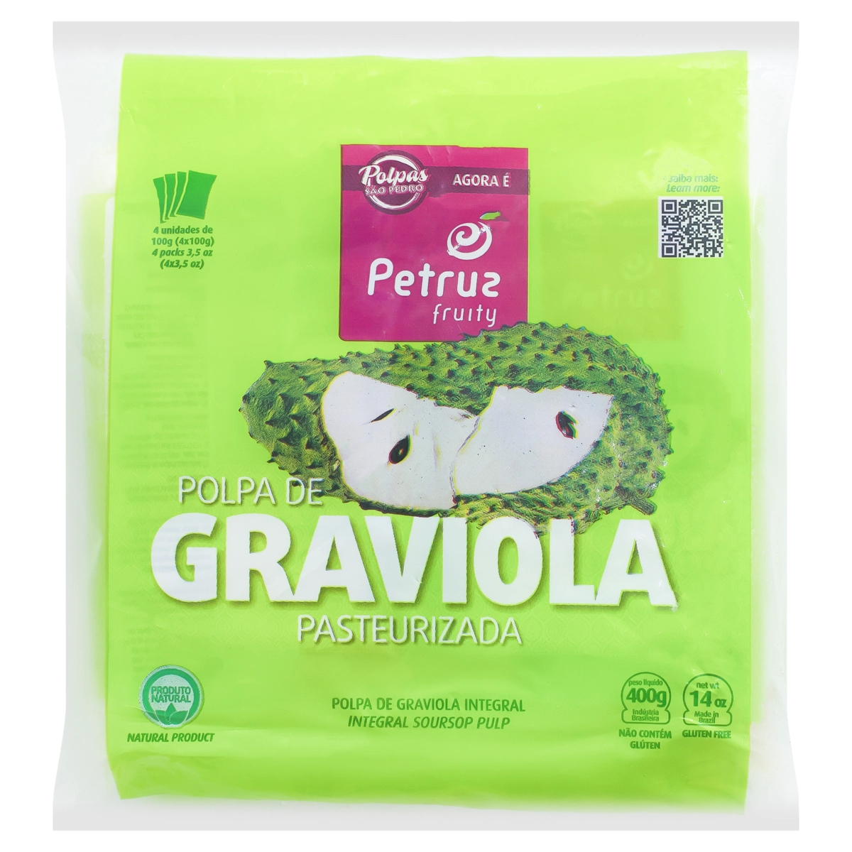 Polpa De Fruta Graviola Petruz Pacote 400g 4 Unidades