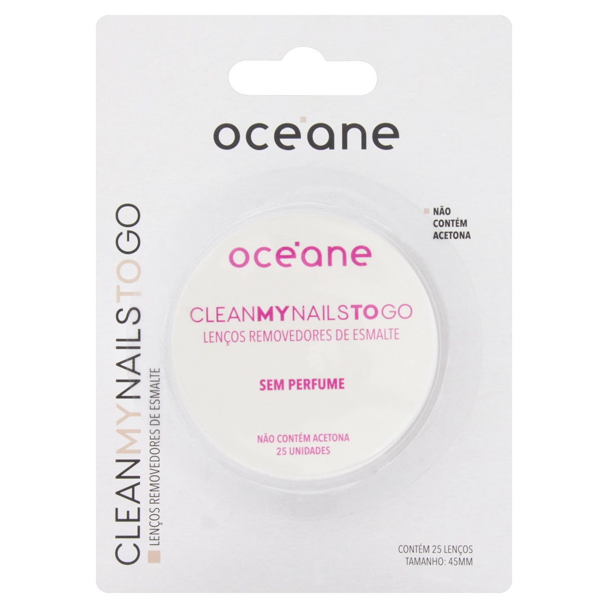 Lenço Removedor De Esmalte Sem Perfume Océane Blister 25 Unidades